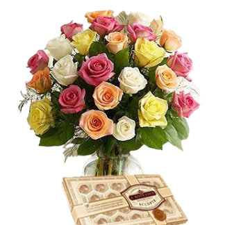 25 colorful roses with chokolates | Flower Delivery Stary Oskol