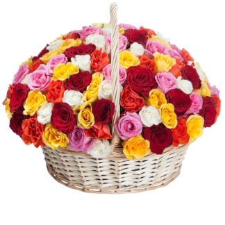 51 colorful roses in the basket | Flower Delivery Stary Oskol